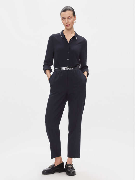 Tommy Hilfiger Tommy Hilfiger Ing Smd Detail Fluid Shirt WW0WW40549 Sötétkék Regular Fit