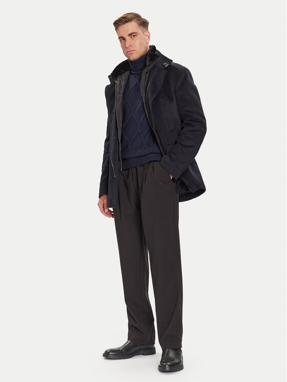 JOOP! JOOP! Płaszcz wełniany 17 JO-48Gary 30048807 Granatowy Regular Fit