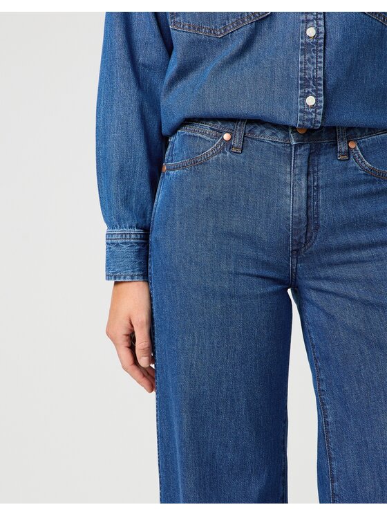 Wrangler Wrangler Jeansy World Wide Granatowy Wide Leg