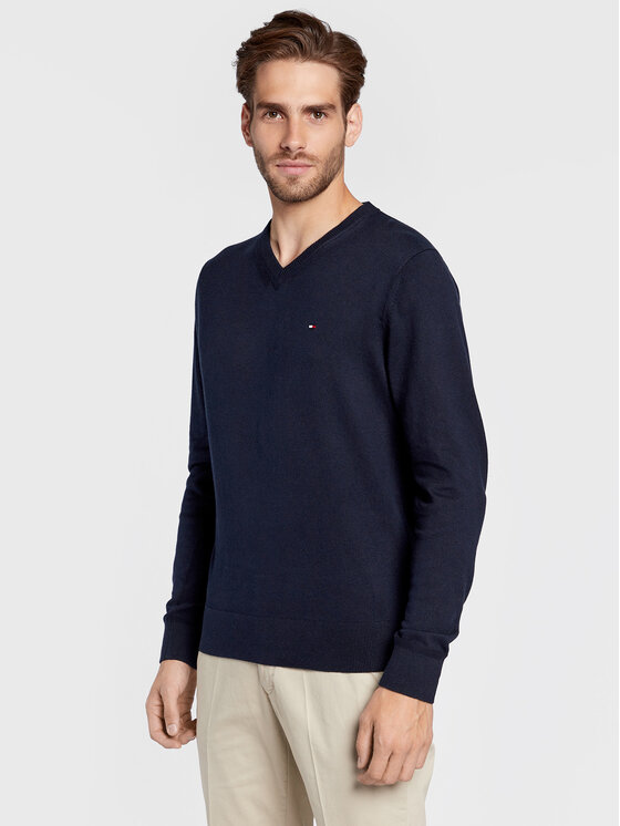 Tommy Hilfiger Pulover MW0MW28047 Bleumarin Regular Fit