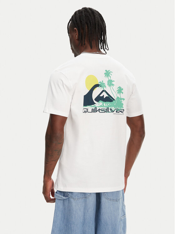 Quiksilver Quiksilver Тишърт Palm Lines Ss EQYZT08057 Бял Regular Fit