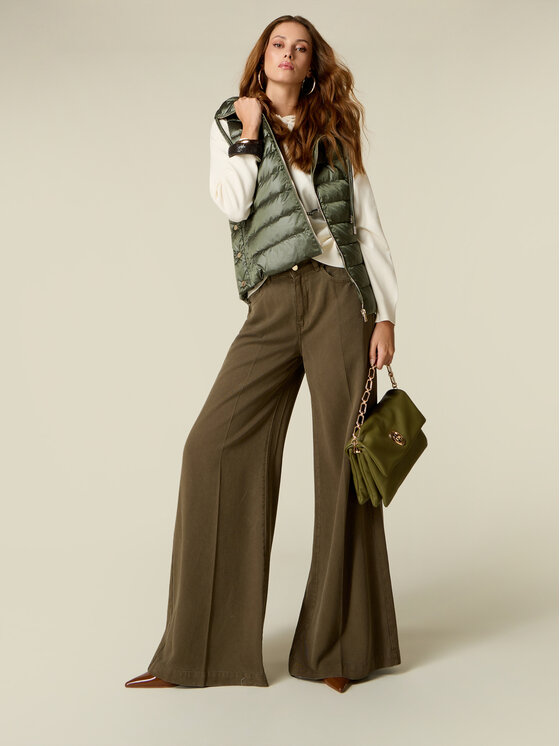 Oltre Oltre Pantaloni di tessuto P725R009282N035 Verde Baggy Fit