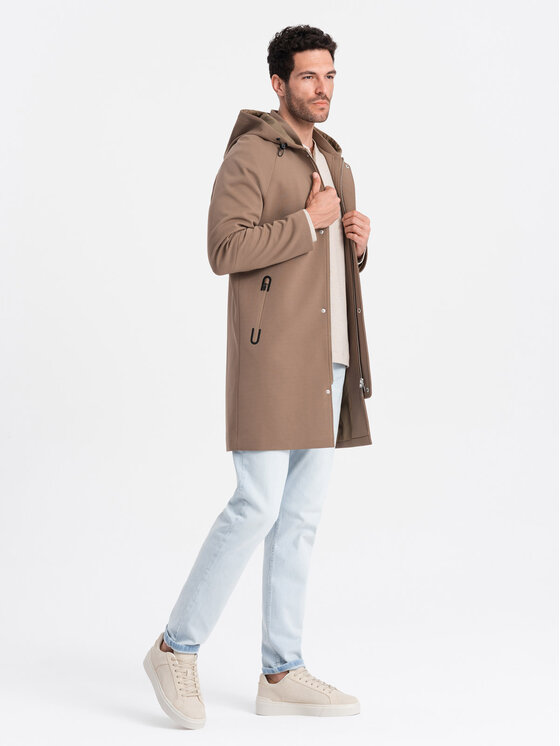 Ombre Ombre Płaszcz przejściowy OM-COSC-0112 Brązowy Regular Fit