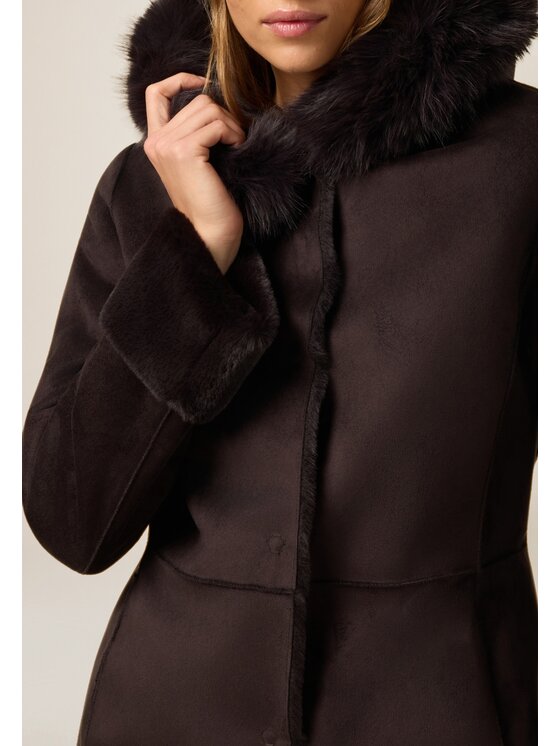 Oltre Oltre Płaszcz zimowy 8716R001283N032 Brązowy Baggy Fit