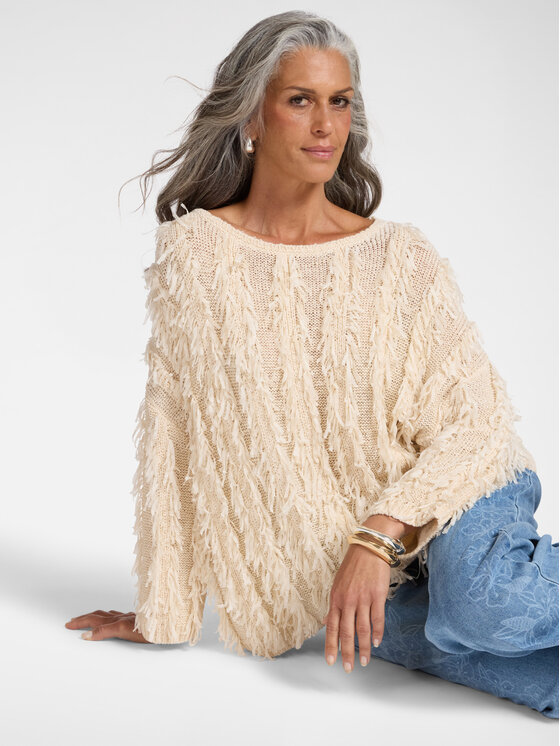 Elena Mirò Elena Mirò Sweter M548E001929N011 Biały Boxy Fit