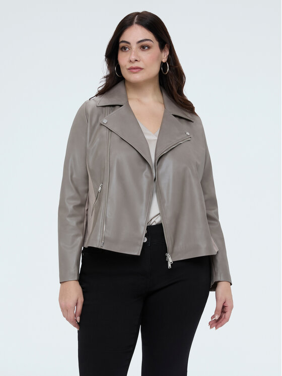 Fiorella Rubino Fiorella Rubino Kurtka z imitacji skóry R324T001298N002 Szary A-Line Fit