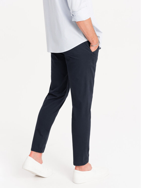 Ombre Ombre Chino kalhoty OM-PACP-0118 Tmavomodrá Regular Fit