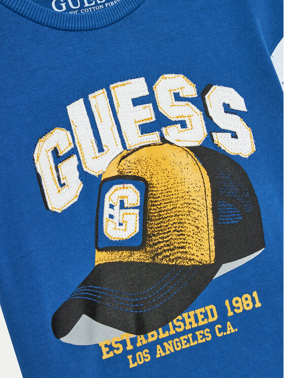 Guess Guess Tričko N4YI04 K8HM4 Modrá Regular Fit
