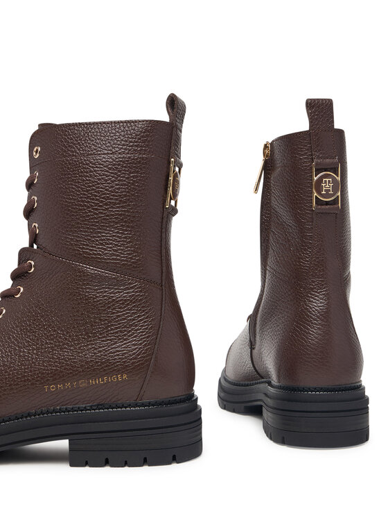 Tommy Hilfiger Tommy Hilfiger Μποτίνια Th Emboss Grain Leather Boot FW0FW09553 Καφέ