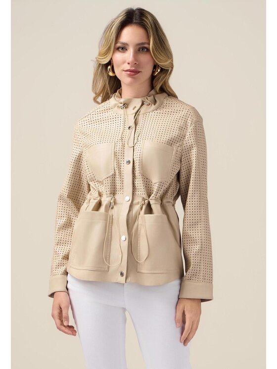 Oltre Oltre Giacca in similpelle R324J000264N002 Écru A-Line Fit