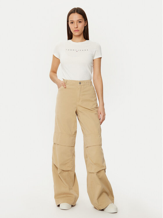 Tommy Jeans Tommy Jeans T-krekls Linear DW0DW18398 Balts Slim Fit