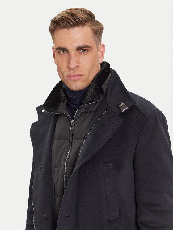 JOOP! JOOP! Vlněný kabát 17 JO-48Gary 30048807 Tmavomodrá Regular Fit
