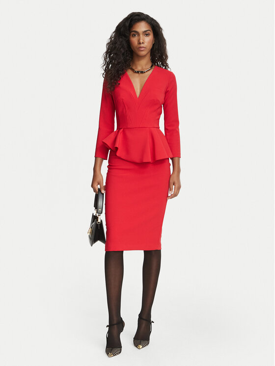 Elisabetta Franchi Elisabetta Franchi Коктейлна рокля AB-010-67E2-V400 Червен Fitted Fit