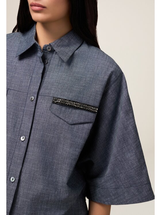 Oltre Oltre Camicia 5207J200768N034 Blu Over Fit