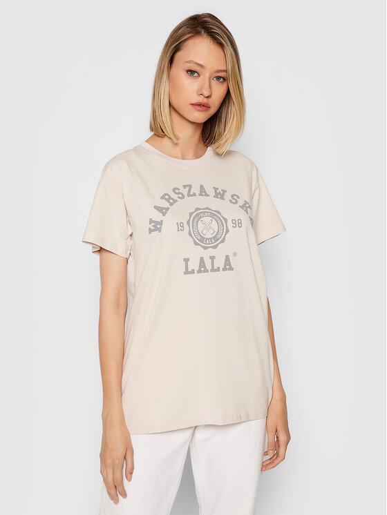 PLNY LALA PLNY LALA Tričko Warszawska Lala PL-KO-CL-00275 Béžová Classic Fit