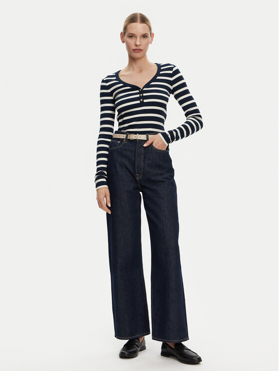 Tommy Hilfiger Tommy Hilfiger Blúzka Henley WW0WW43905 Tmavomodrá Slim Fit