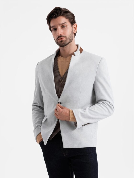 Ombre Ombre Marynarka OM-BLZB-0131 Szary Regular Fit