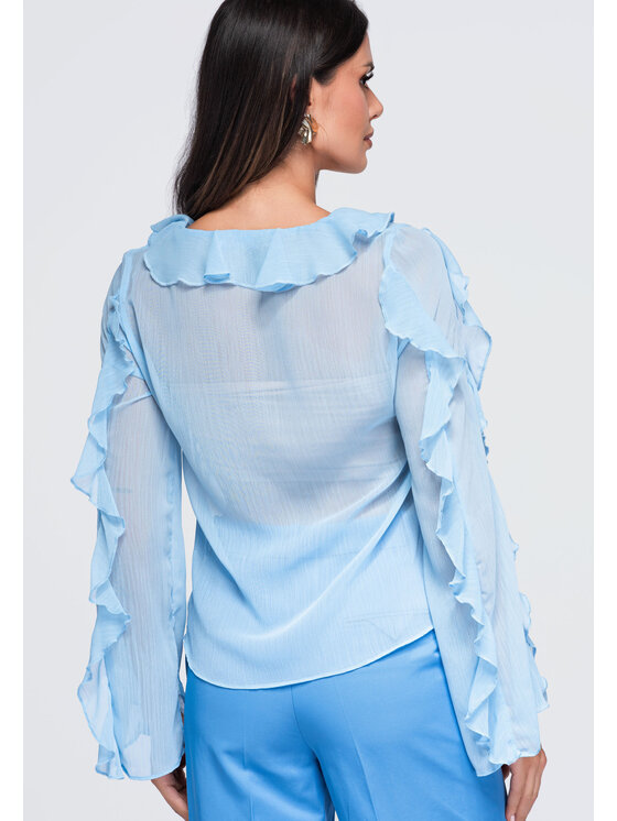 Ombre Ombre Bluzka OW-TS-E0078 Niebieski Loose Fit