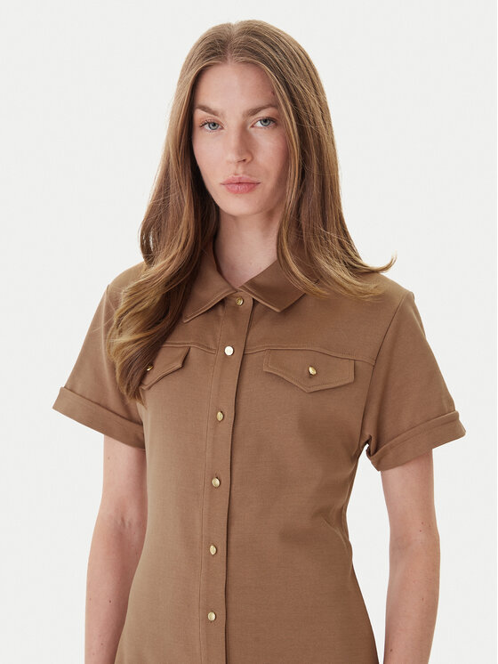 Tommy Hilfiger Tommy Hilfiger Marškinių tipo suknelė Gold Button WW0WW44617 Ruda Regular Fit