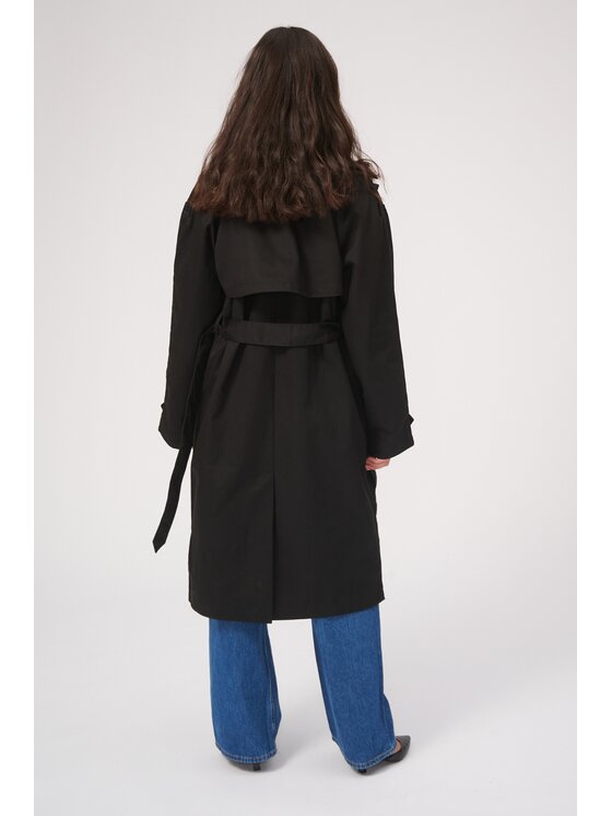 TeeShoppen TeeShoppen Płaszcz Trenchcoat linea Czarny Regular Fit
