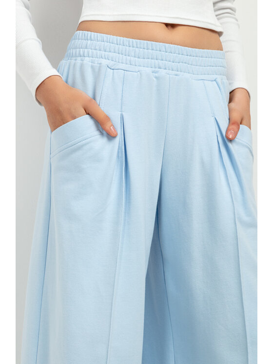 Tessita Tessita Spodnie dzianinowe T413/5/XS Niebieski Wide Leg