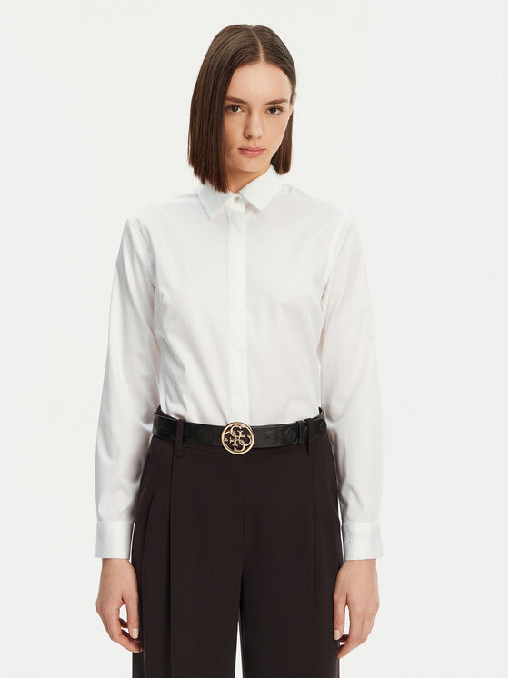 Guess Guess Cămașă W5RH31 WAF10 Alb Regular Fit