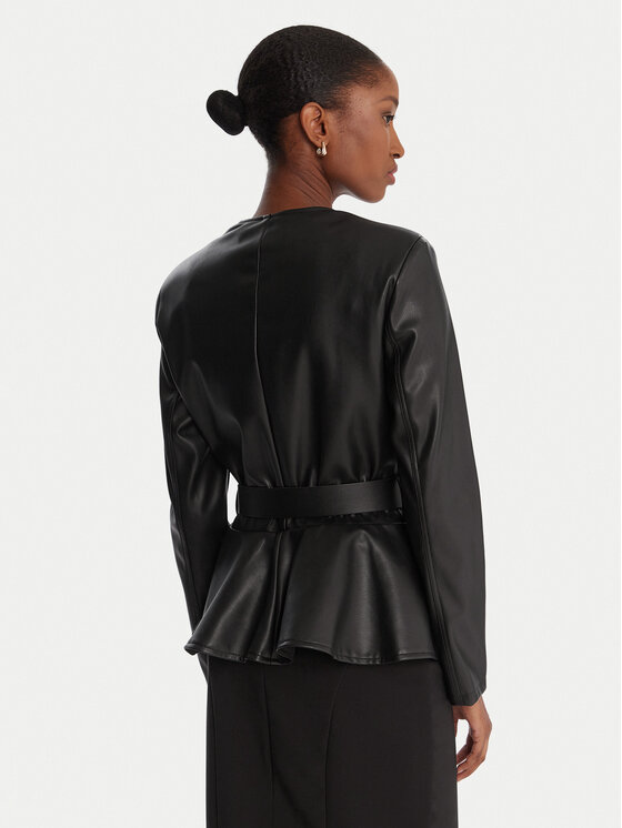 Rinascimento Rinascimento Jacke aus Kunstleder CFC0125192003 Schwarz Slim Fit