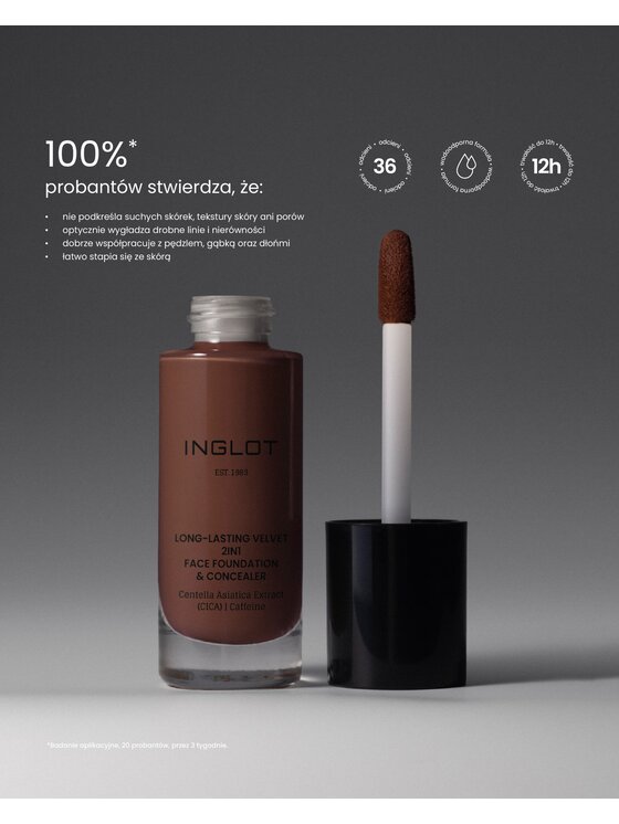 INGLOT INGLOT i korektor 2w1 Long-Lasting Velvet Podkład 733 Extra Deep Neutral