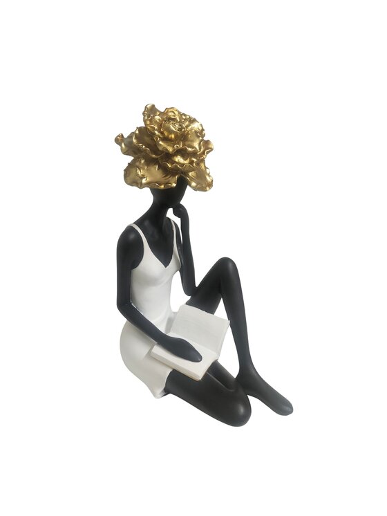 MIAhome MIAhome Figurka ceramiczna siedzącej kobiety FIOR DORA-2 Czarny