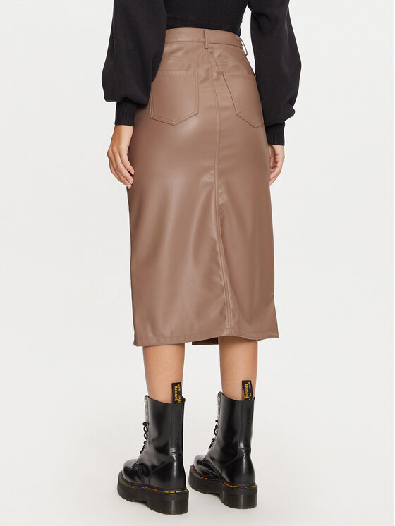 ONLY ONLY Пола от имитация на кожа Kiri 15324778 Кафяв Regular Fit