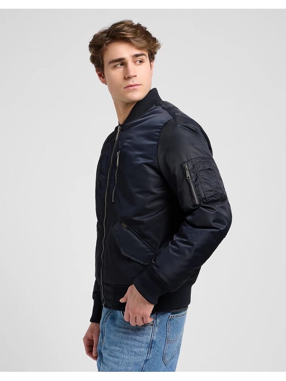 Lee Lee Kurtka jeansowa BOMBER JACKET Czarny Relaxed Fit