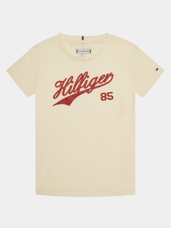 Tommy Hilfiger T-krekls Hilfiger Script Tee S/S KG0KG07718 Écru Regular Fit