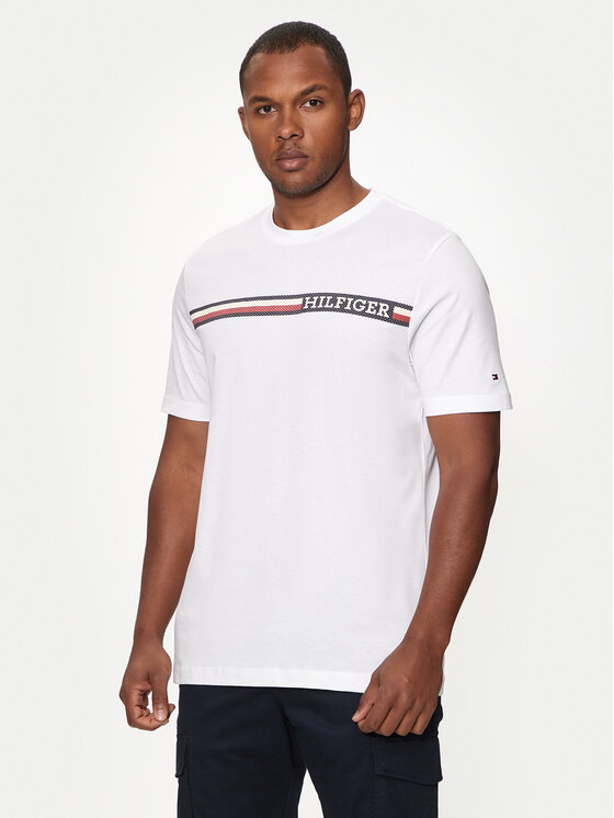 Tommy Hilfiger T-shirt Chest Stripe MW0MW36739 Bijela Regular Fit