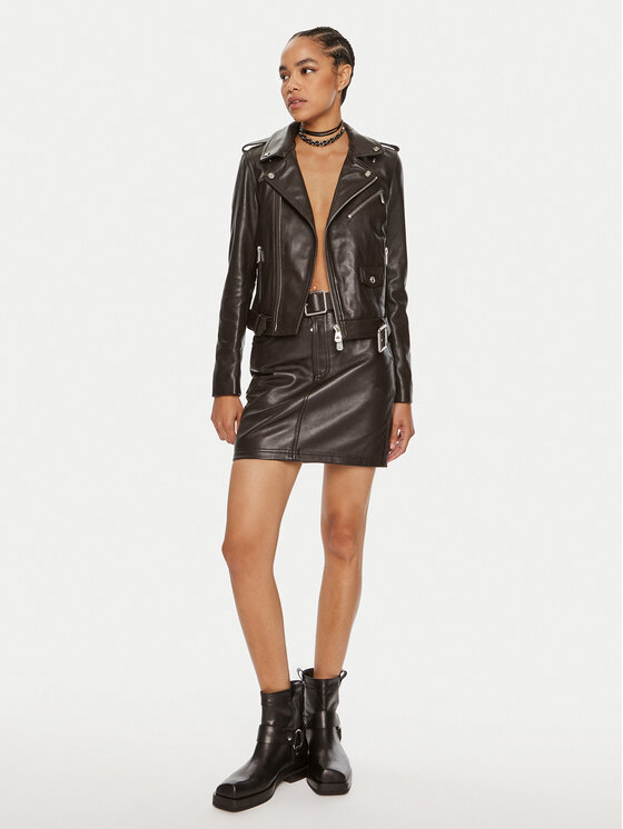 PINKO Pinko Kurtka skórzana Costa Rica 103897 A21L Brązowy Regular Fit
