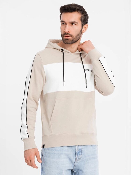 Ombre Ombre Mikina OM-SSNZ-0225 Béžová Regular Fit