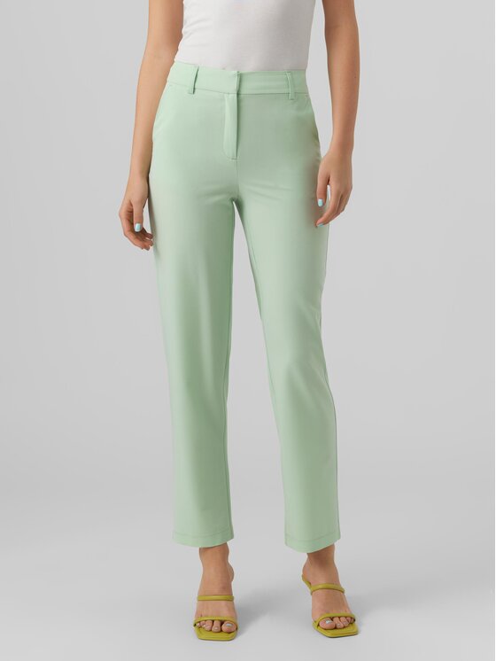 Vero Moda Bavlnené nohavice Zelda 10261257 Zelená Straight Fit
