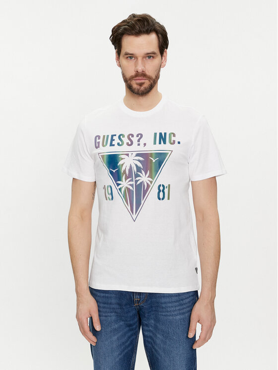 Guess Majica M4GI47 K9RM1 Bela Slim Fit