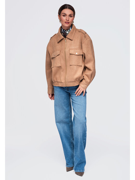 Ombre Ombre Kurtka przejściowa OW-JANP-0147 Beżowy Relaxed Fit
