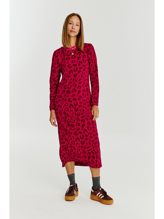 NAOKO NAOKO Úpletové šaty Wild Maroon Bordová Regular Fit