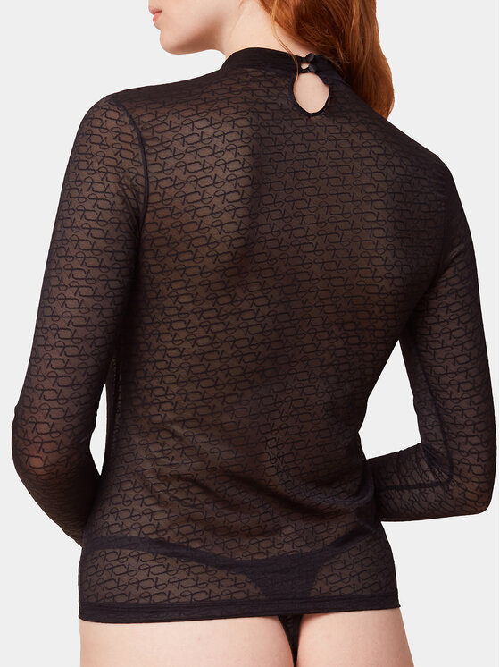 Triumph Triumph Majica Triumph Signature Sheer Shirt 10216862 Crna Slim Fit