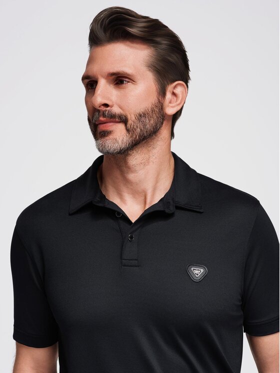 Ombre Ombre Polo OM-POSS-0150 Czarny Regular Fit