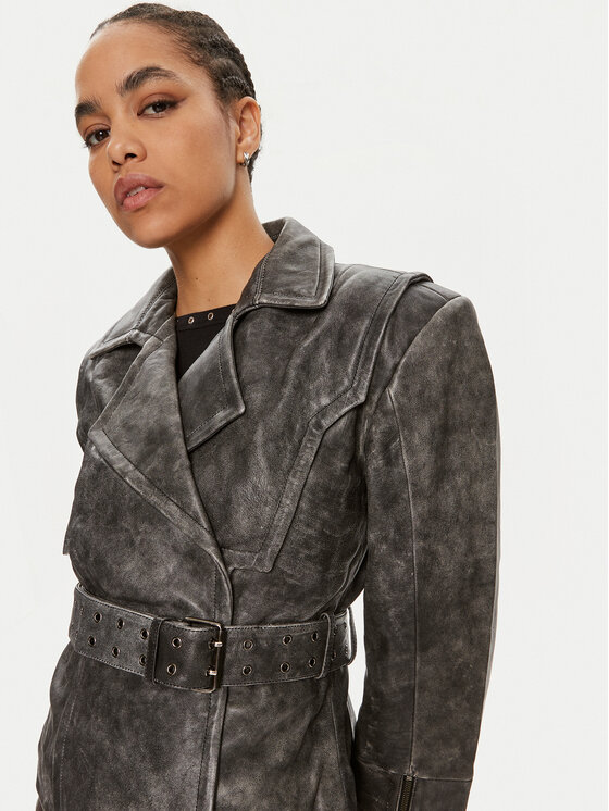 Gestuz Gestuz Кожено яке Gwen 10909058 Сив Regular Fit