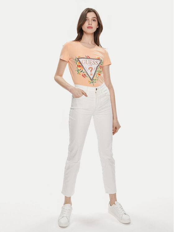 Guess Guess T-shirt W4GI24 J1314 Narančasta Slim Fit