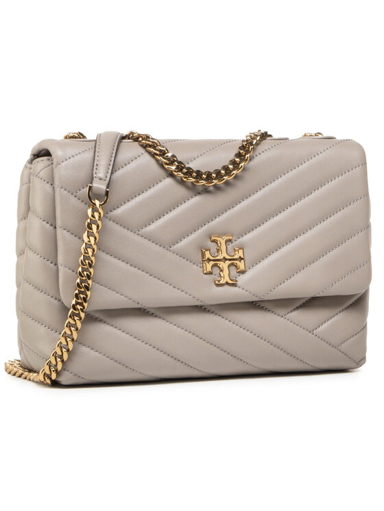 Tory Burch Tasche Kira Chevron in Leder Grau