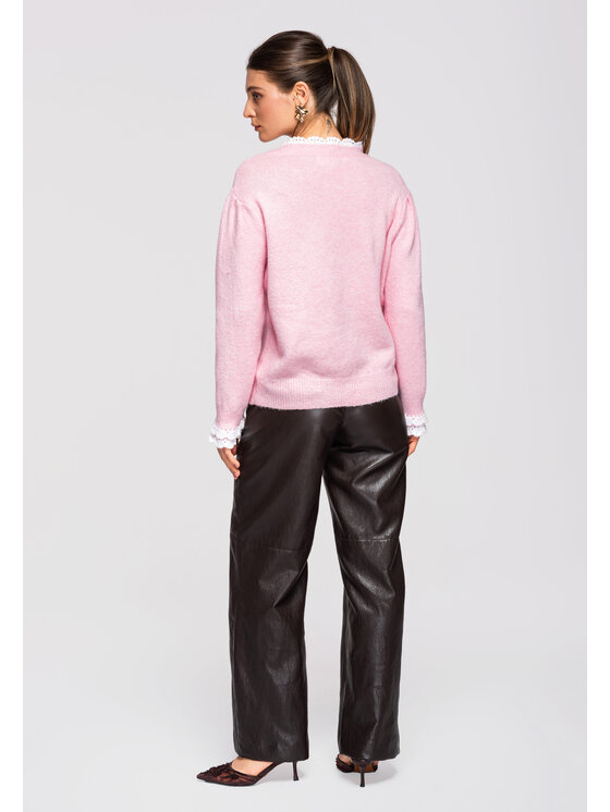 Ombre Ombre Sweter OW-SWSW-0105 Różowy Regular Fit