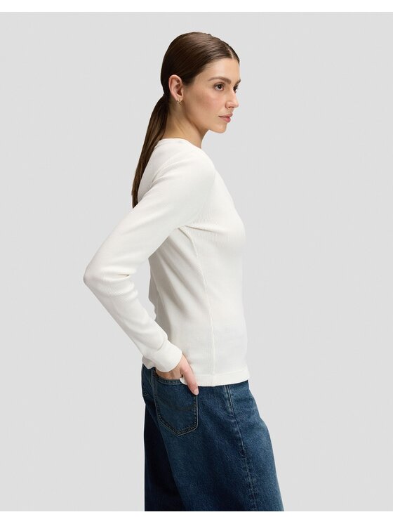 Lee Lee Koszula LS WAFFLE HENLEY Biały Slim Fit