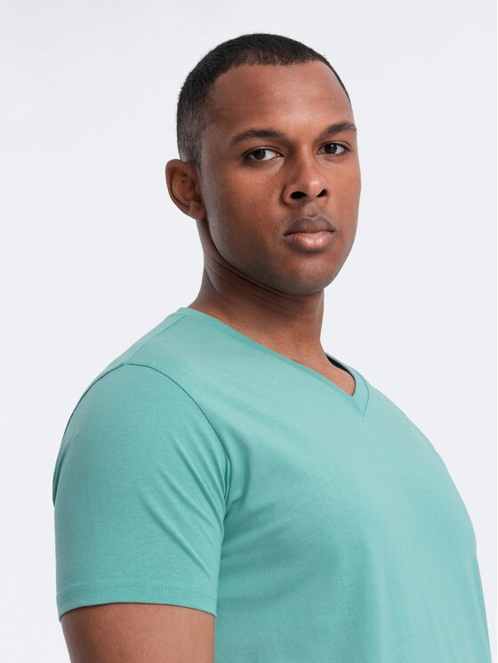 Ombre Ombre T-Shirt OM-TSBS-0145 Turkusowy Regular Fit