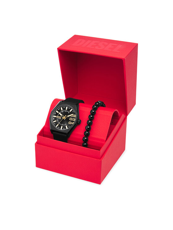 Diesel Diesel Uhr und Armband Set Double Scraper DZ2210SET Schwarz