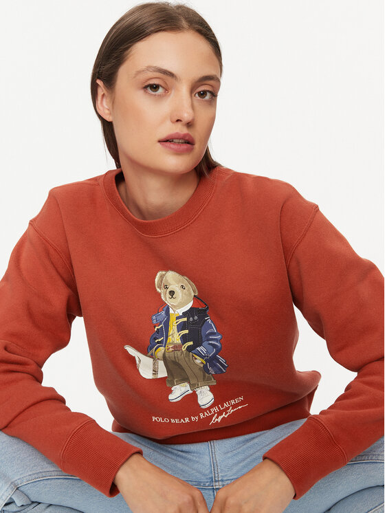 POLO RALPH LAUREN - Felpa donna invernale Polo Bear - rosso