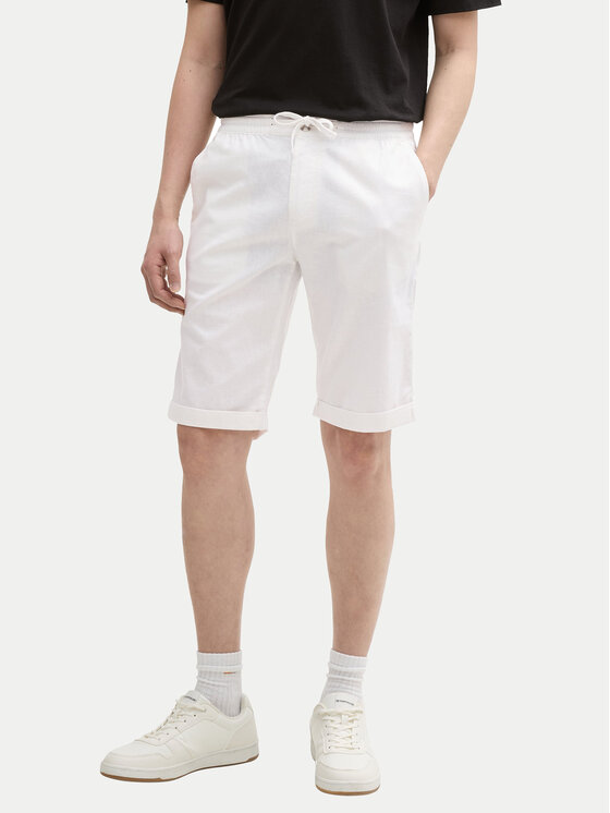 Tom Tailor Tom Tailor Šortky z materiálu 1044715 Bílá Regular Fit